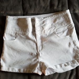 Juniors size 15, 3 button high waist white shorts